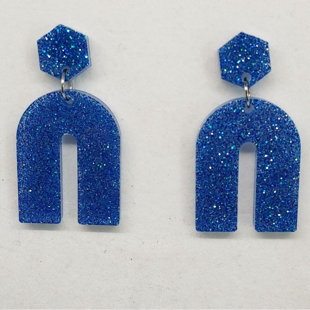 Earrings Upside-Down U Glitter Studs